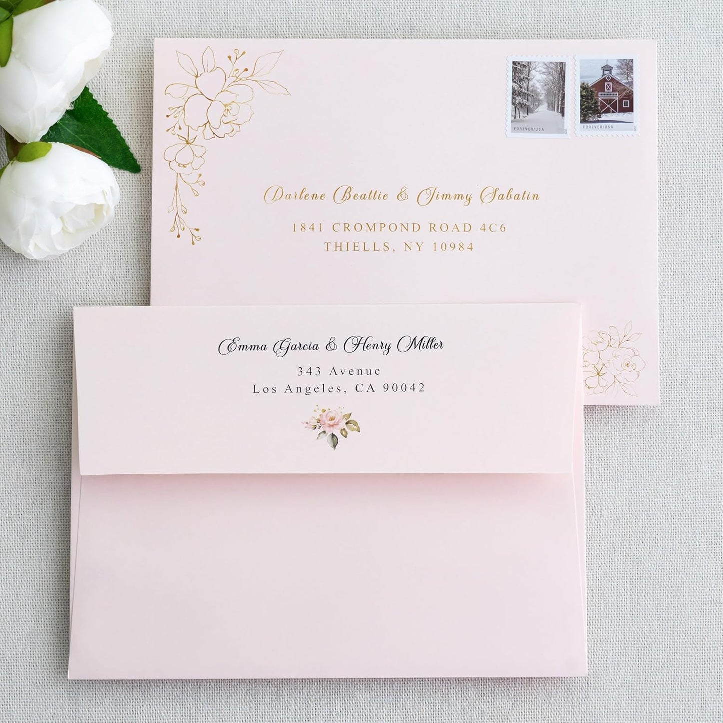 PONATIA 50 PCS 5x7 Envelopes, Blush Pink Self- Adhesive A7 Envelopes for Weddings, Invitation Cards, Photos, Postcards, Greeting Cards Mailing, Baby Shower, Graduation, Christmas Gift Cards