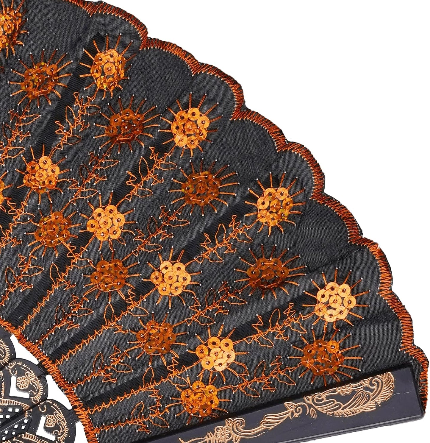 QIRMIZI 10 Pack Fabric Folding Handheld Fans, Perfect for Weddings, Parties, and Dancing,Orange