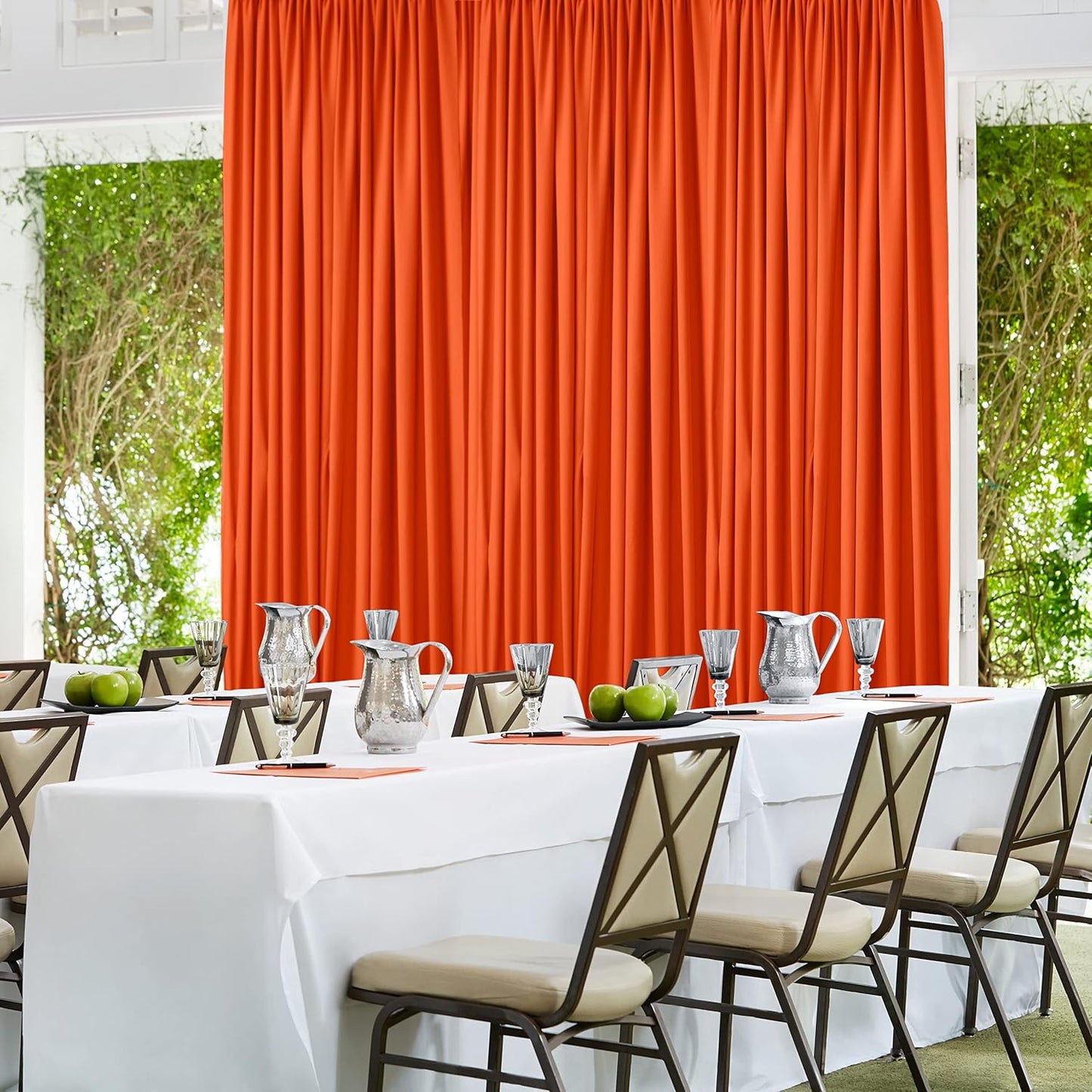 AK TRADING CO. 10 feet x 10 feet Polyester Backdrop Drapes Curtains Panels with Rod Pockets - Wedding Ceremony Party Home Window Decorations - Orange