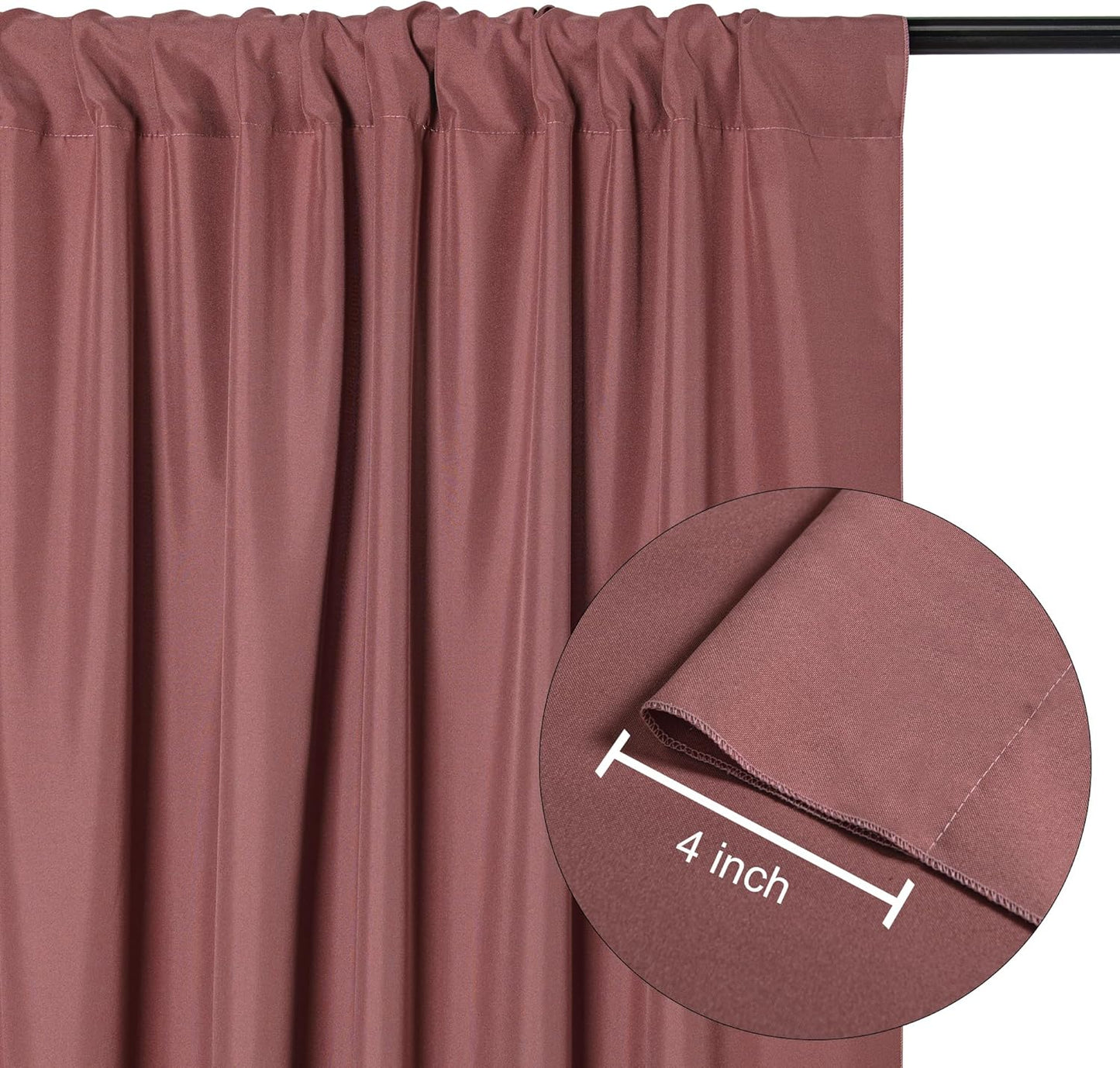 DWCN 10x8 FT Dusty Rose Backdrop Curtains for Parties, Photography Backdrop Drapes with Rod Pockets for Wedding Decorations Stage Birthday Family Gatherings, 2 Panels 5ft x 8ft