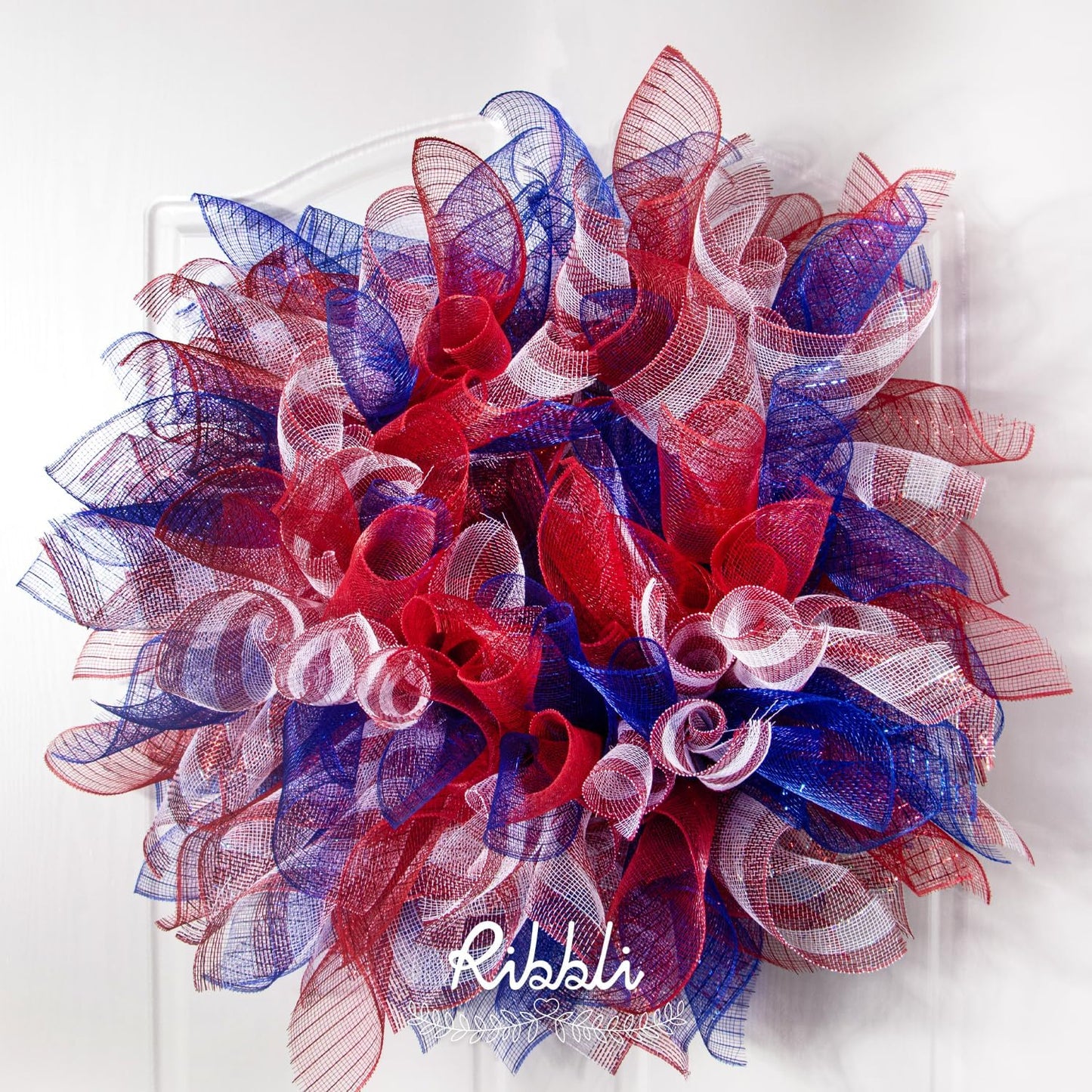 Ribbli 2 Rolls Royal Blue Mesh Ribbon,10 inch x 30 feet(10Yard) Each Roll,Metallic Royal Blue with Royal Foil,Patriotic Ribbon Use for Wreath Swags and Decorating