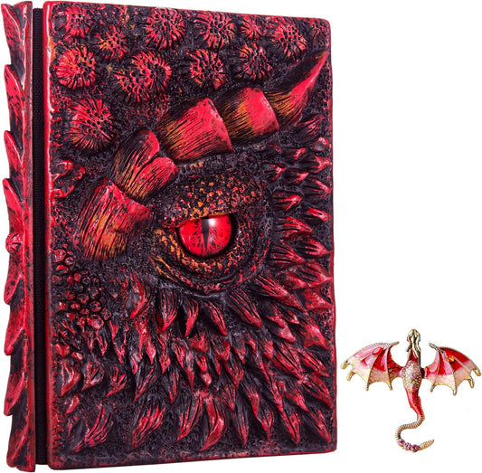 3D Dragon Eye Embossed Journal,Resin Engraving Notebook,Dnd notebook for Dragon Lovers ，Blank Paper,Hardcover Travel Notepad for Writing,Sketchbook,Collection,Gift,Decoration A4 and A5 Size (A5-Red