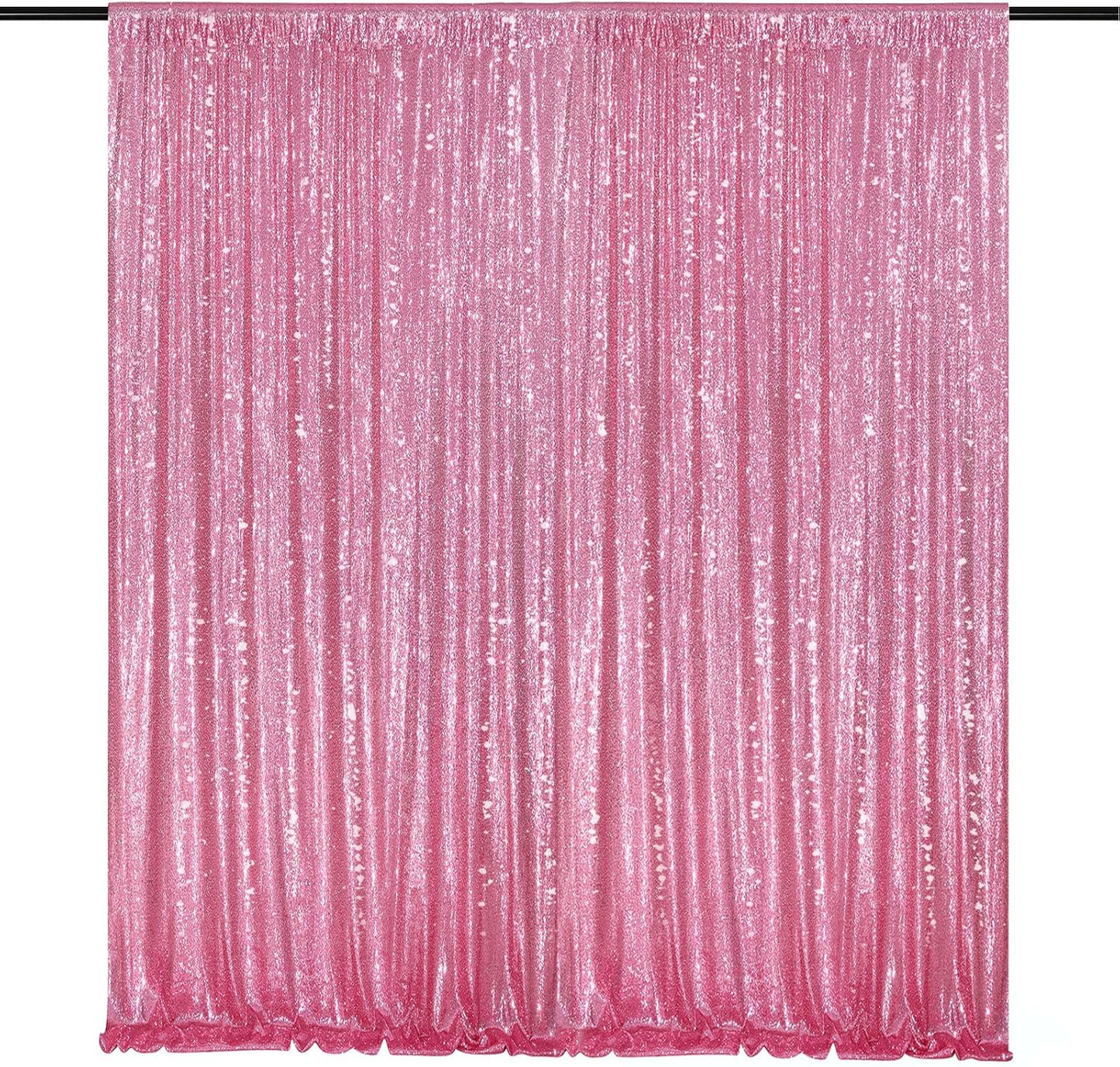 Sequin Backdrop 8ft x 8ft Blush Pink Glitter Backdrop Curtains Glitter Background for Baby Shower Wedding Party Decorations