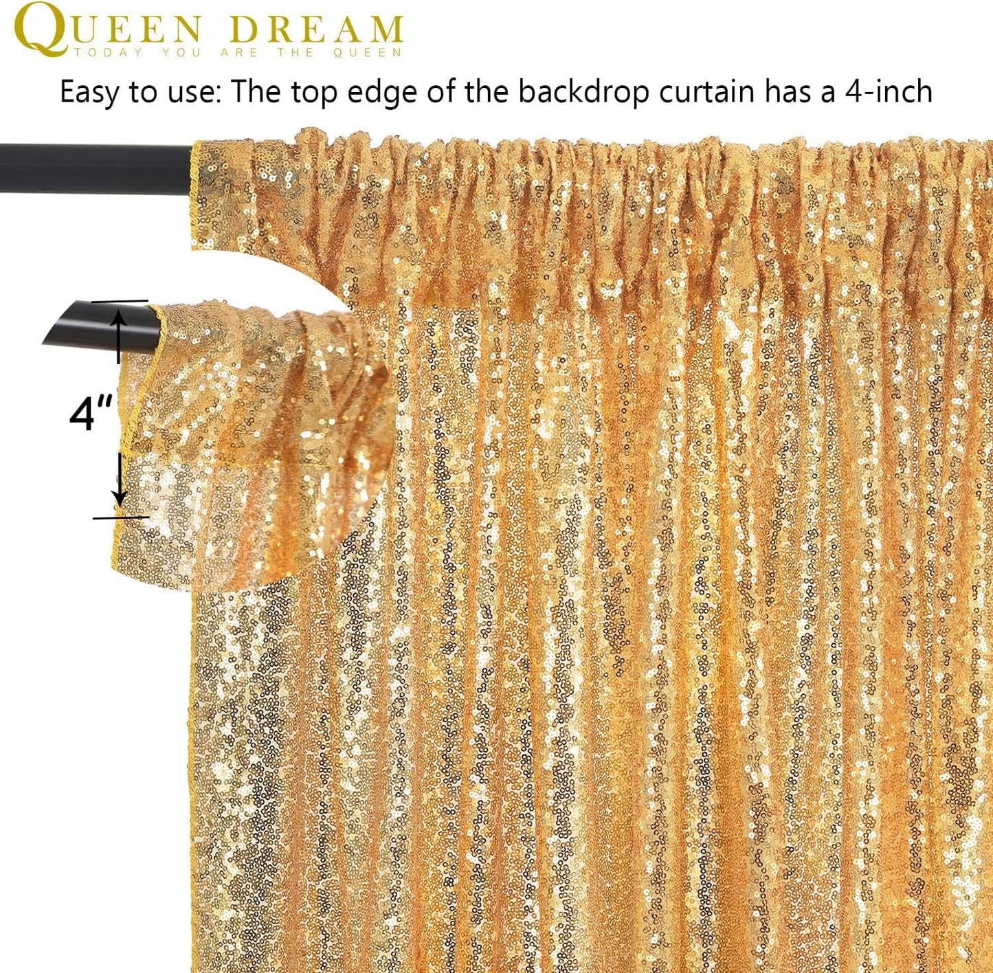 7ft x 7ft Gold Sequin Backdrop Curtain Glitter Photo Booth Backdrop for Wedding Birthday Baby Shower Event Decorations