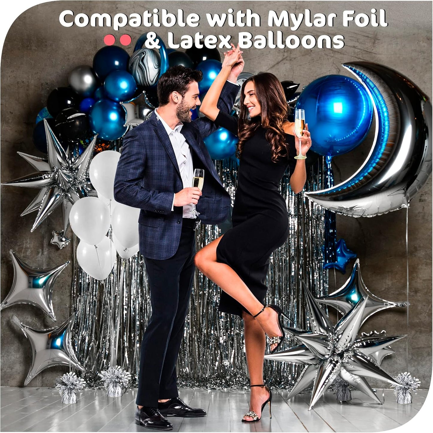 Silver Balloon Weights, Heavy Balloon Weight Pack of 12 Metallic Foil Weights for Balloons, Birthday Party & Wedding Table Centerpiece Ballon Weight 4.8’’ DIY Ballon Weights for Helium Balloons