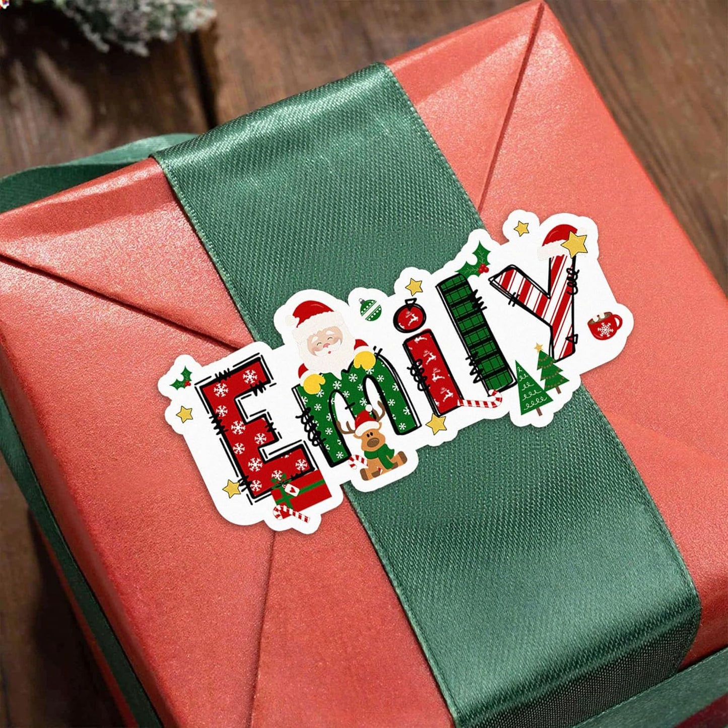 Personalized Christmas Stickers Custom Santa Claus Name Stickers Label for Gifts Box Package Envelope Seals Cards Christmas Gifts Tag for Family Kids A Sheet