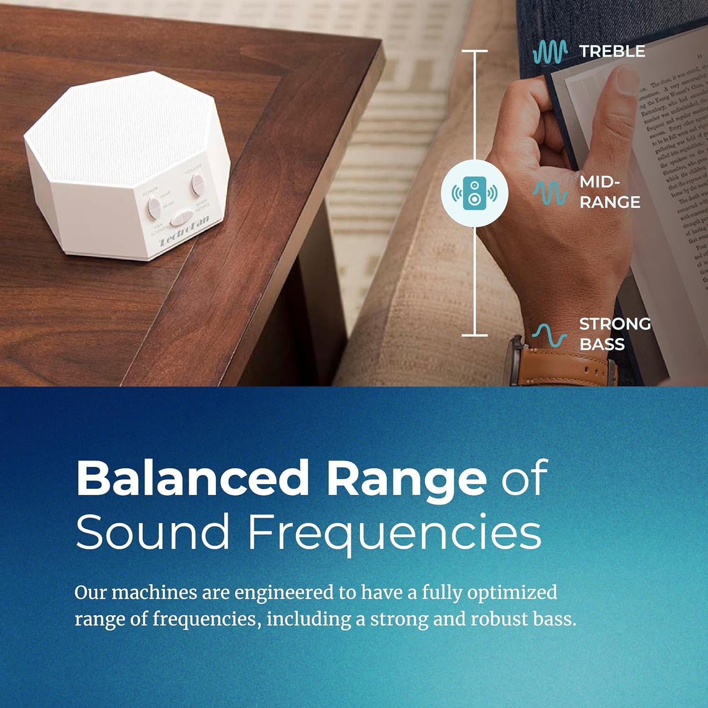 Adaptive Sound Technologies LectroFan Classic White Noise Machine - Compact Sleep Sound Machine for Bedroom, Travel, Study & More - 20 Non-Looping Fan & White Noise Variations