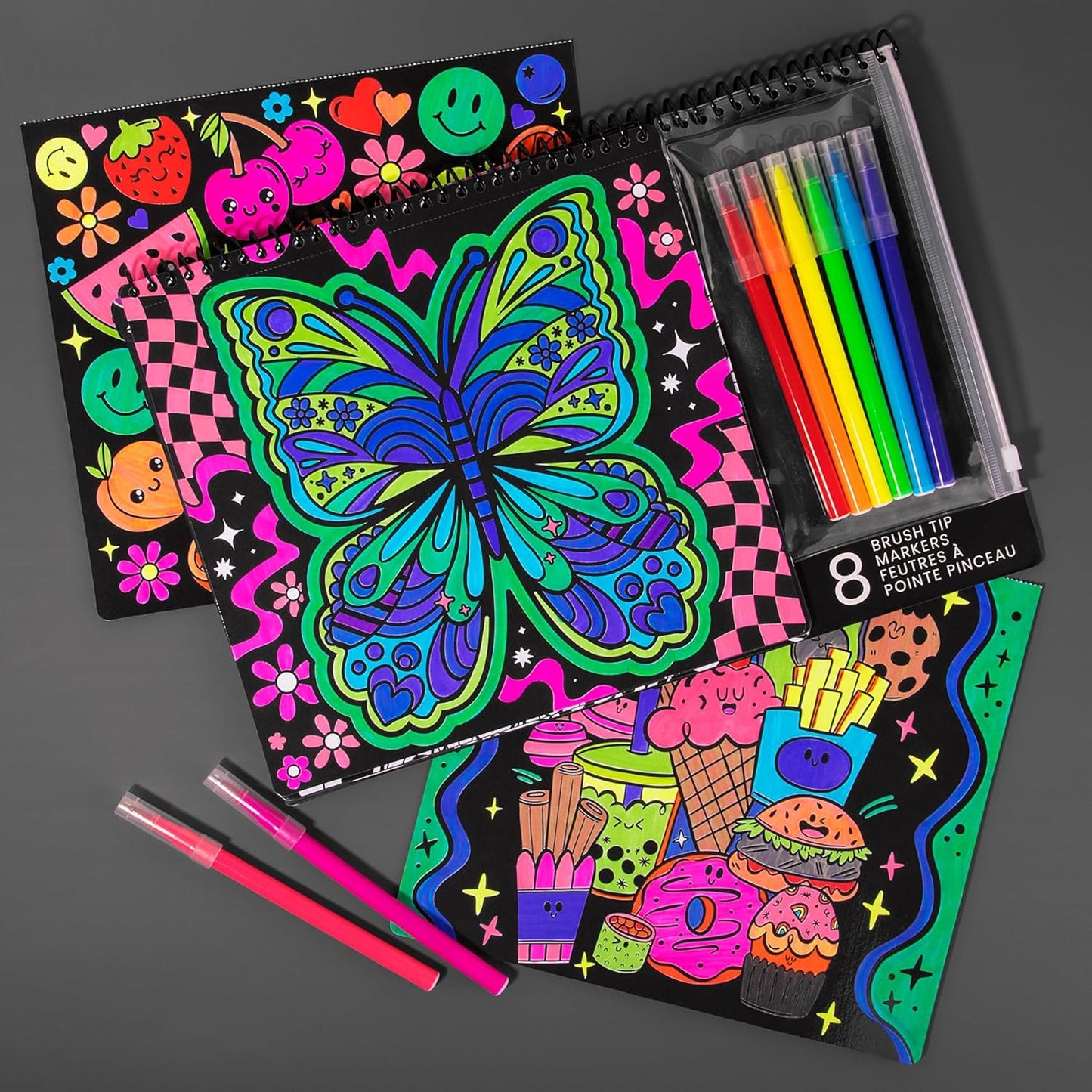 Fashion Angels Color Pop Poster Set, Includes 18 Posters & 8 Brush Tip Markers for Kids, Tweens & Teens, Perfect for Arts & Crafts, Coloring & DIY Room Decor