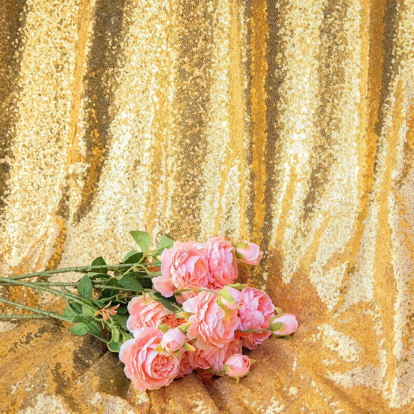 4FTx8FT Gold Sequin Backdrop Curtains 2 Panels Sequin Sparkly Background Drapes for Parties
