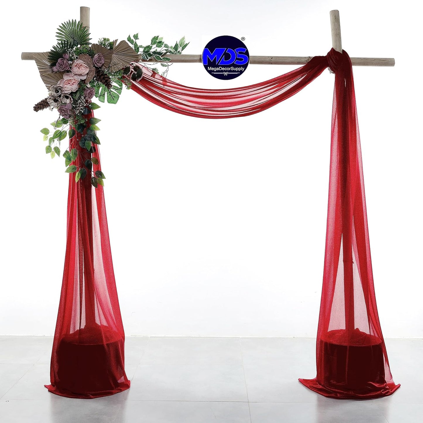 MDS Halloween Chiffon Draping Fabric - 1 Panel, 30" Wide x 40ft Long - Sheer Spooky Arbor & Canopy Drapery for Haunted House Backdrops, Party Ceilings, DIY Costumes & Themed Events - Apple Red