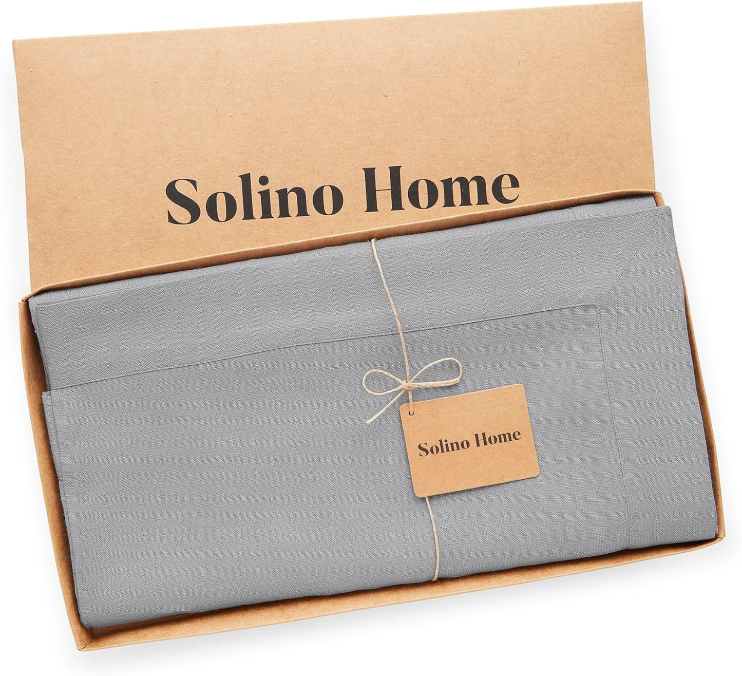 Solino Home Soft Grey Linen Tablecloth 60 x 90 Inch - 100% Pure Linen Table Cloth for Rectangle Tables - Fete, Machine Washable Tablecloth for Fall, Autumn, Thanksgiving, Christmas