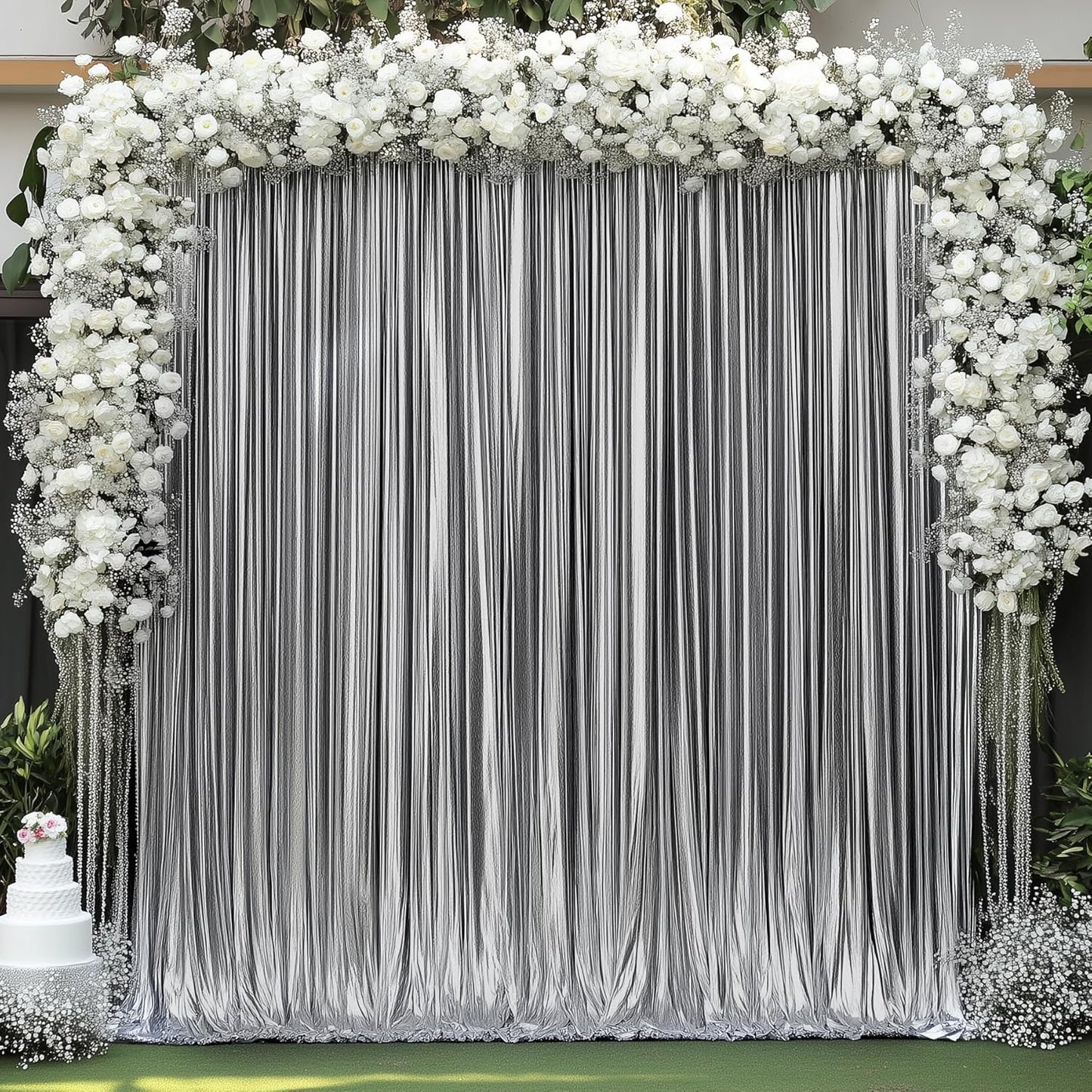 10x10 ft Wrinkle Free Black Silver Sequin Backdrop Curtain for Parties,Thick Not Fall Glitter Wedding Backdrop Drapes,2 Panels 5x10ft Shimmer Photo Back Drop Cloth for Birthday Photography Background