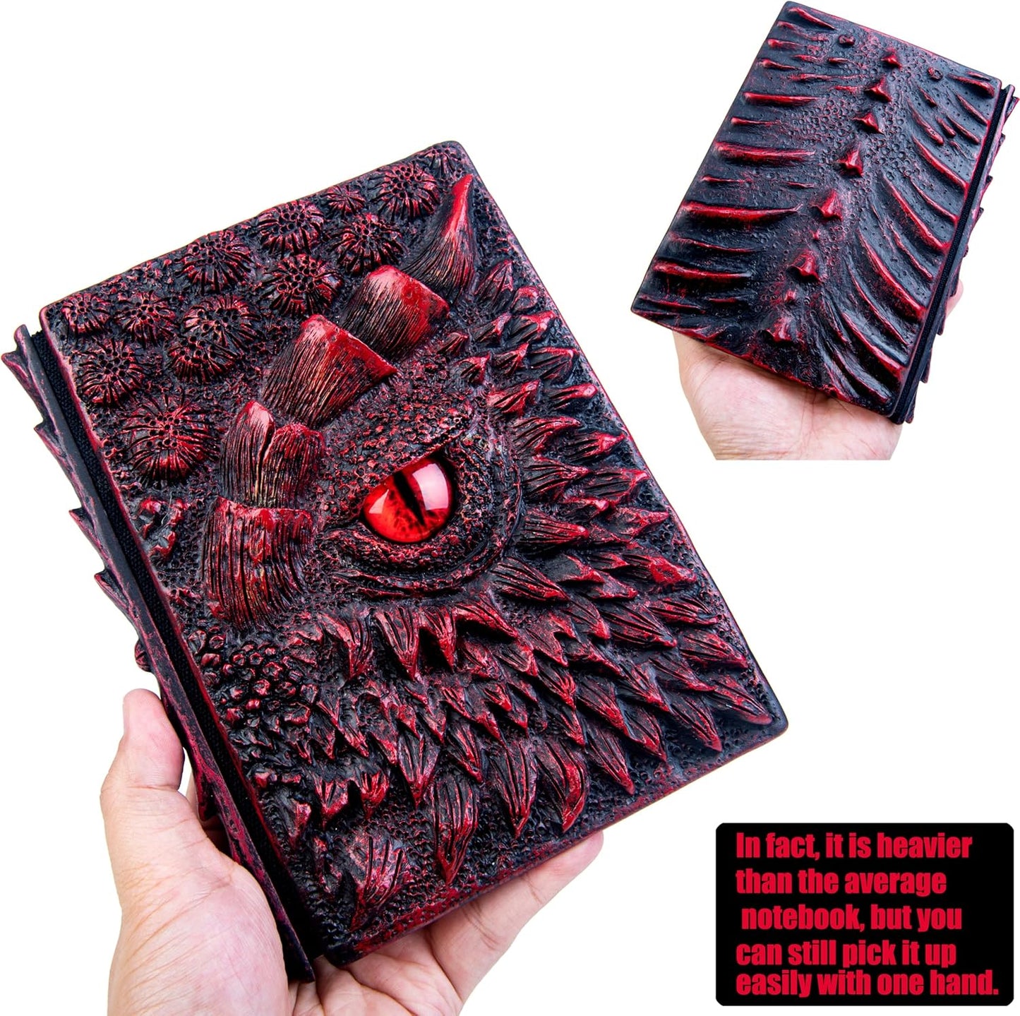 3D Dragon Eye Embossed Journal,Resin Engraving Notebook,Dnd notebook for Dragon Lovers ，Blank Paper,Hardcover Travel Notepad for Writing,Sketchbook,Collection,Gift,Decoration A4 and A5 Size (A5-Red-Lined)