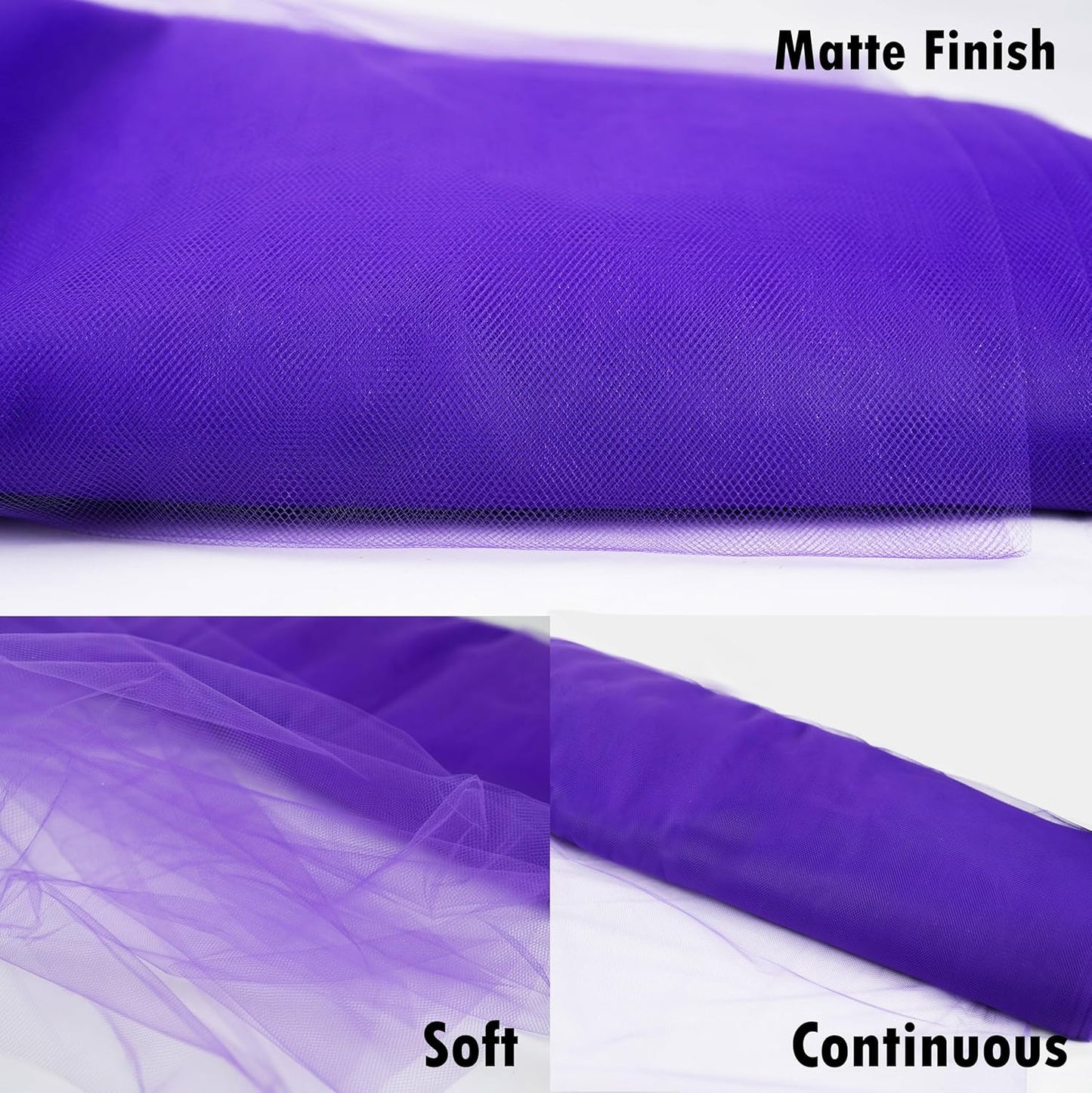 Craft And Party, Purple Fabric Tulle Roll 54 Inch by 40 Yards (120 ft) Fabric Tulle Bolt for DIY Tutu Skirt, Wedding and Decoration (Purple)