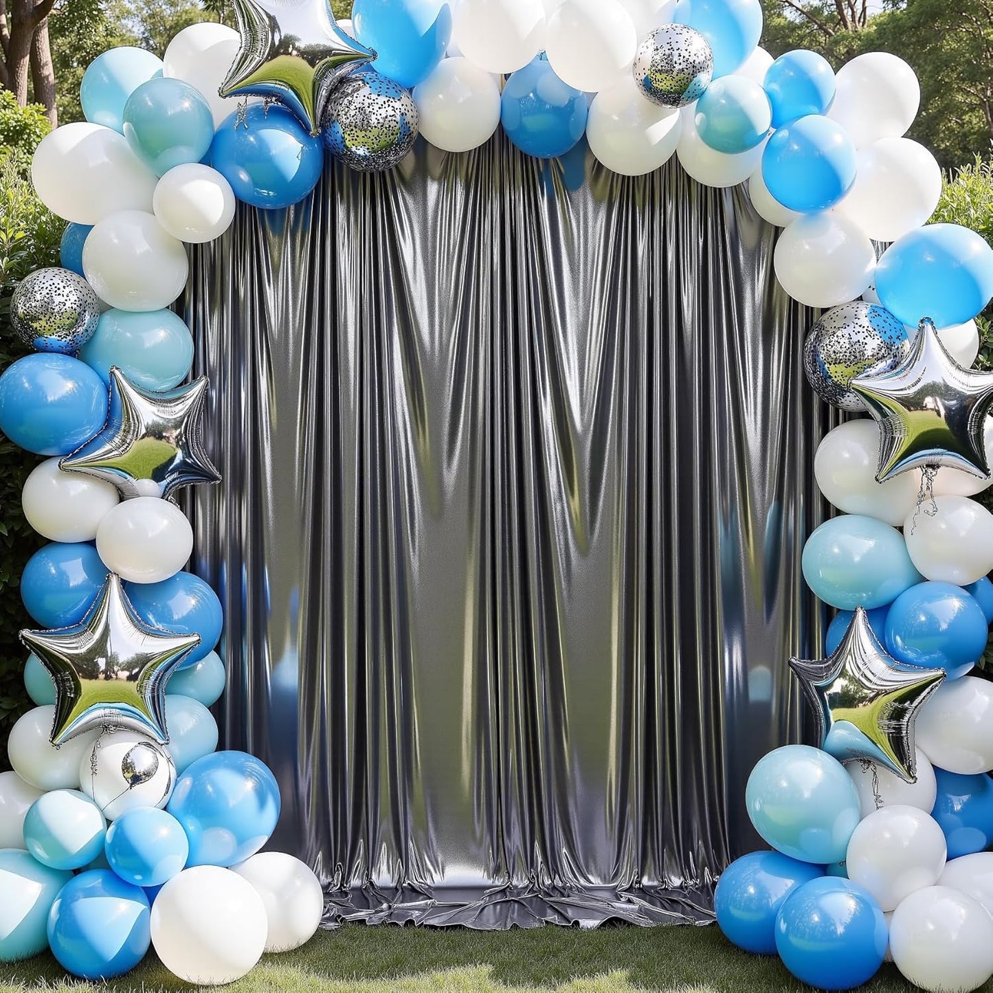 10x10 ft Wrinkle Free Black Silver Sequin Backdrop Curtain for Parties,Thick Not Fall Glitter Wedding Backdrop Drapes,2 Panels 5x10ft Shimmer Photo Back Drop Cloth for Birthday Photography Background