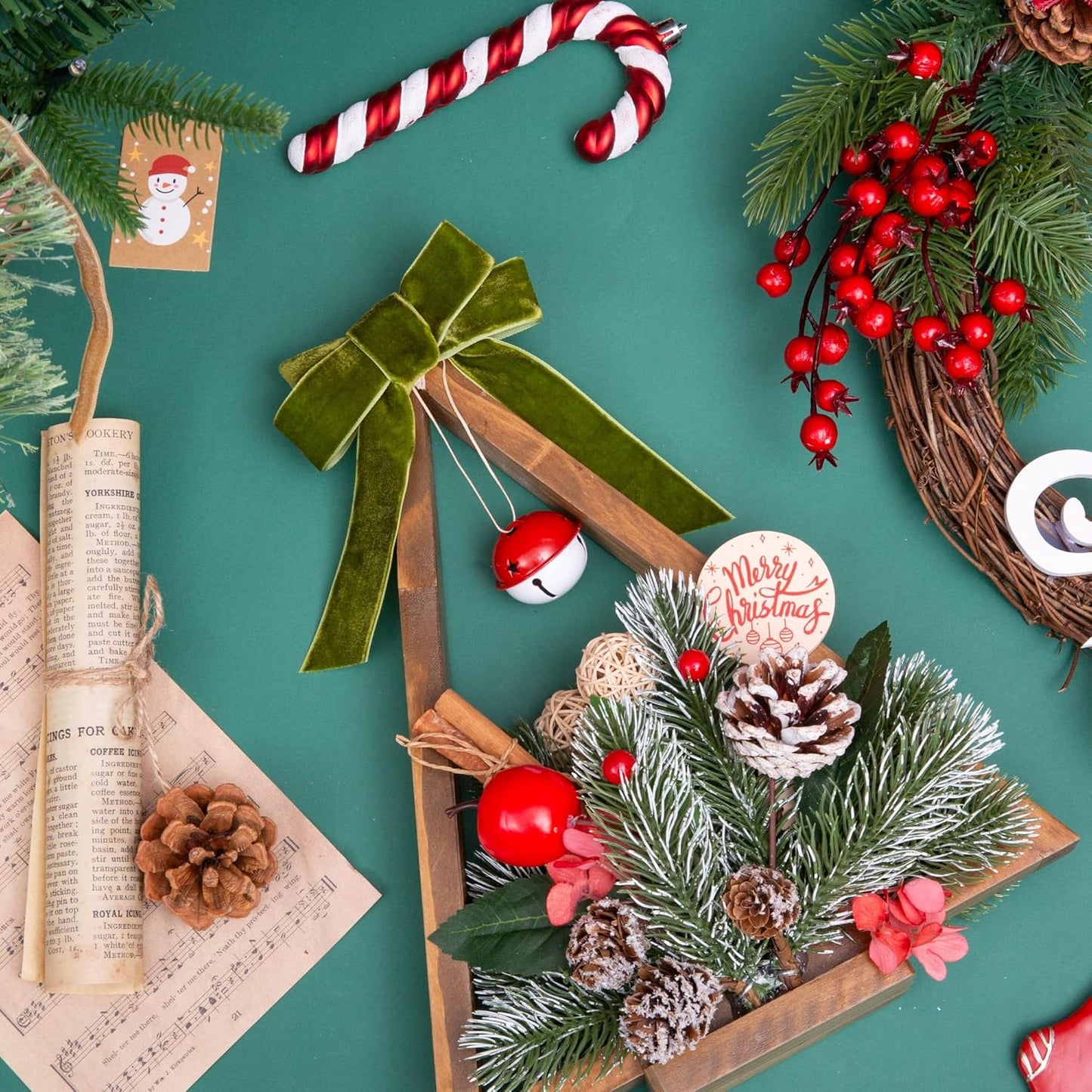 Vintage Moss Green Velvet Ribbon Christmas Ribbon for Gift Wrapping Crafts Christmas Tree Ornaments Garland Decorations, 1 Inch X 25Yd