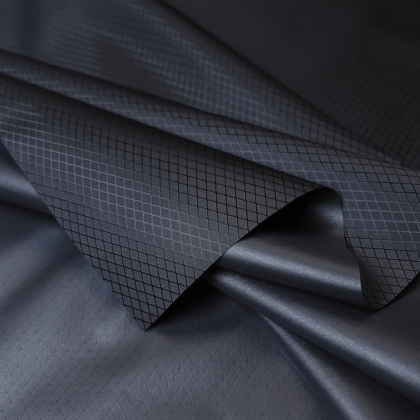 emma kites Black Ripstop Nylon PU3000 Waterproof 1.9 oz 70D Diamond Grid Tear Resistant for Tent Rainfly Rain Kilt Poncho Dry Bag Backpack Bike Cover (Selvedge Removed) Pre-Cut 3 Yard