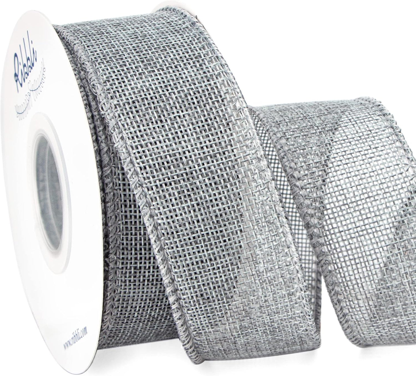 Ribbli Burlap Wired Burlap,1-1/2 Inch x 10 Yard,Silver