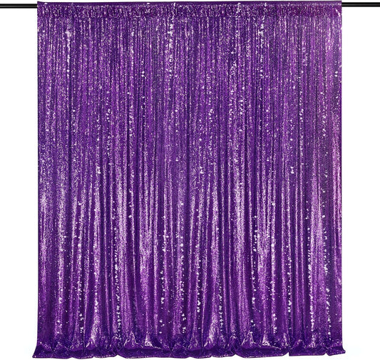 10ft x 10ft Purple Sequin Backdrop Glitter Halloween Party Backdrop Curtains Photo Background for Stage Wedding Baby Shower Decorations