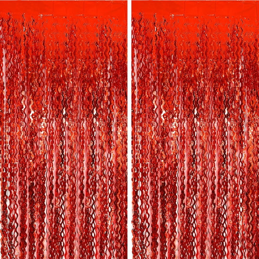 Red Door Streamers Party Backdrop Foil Curtains, Ruby Wall Decor, Carnival Decorations, Casino Theme Parties Decorations, Birthday Decorations, Red Graduation Decorations, Bachelorette Party Supplies