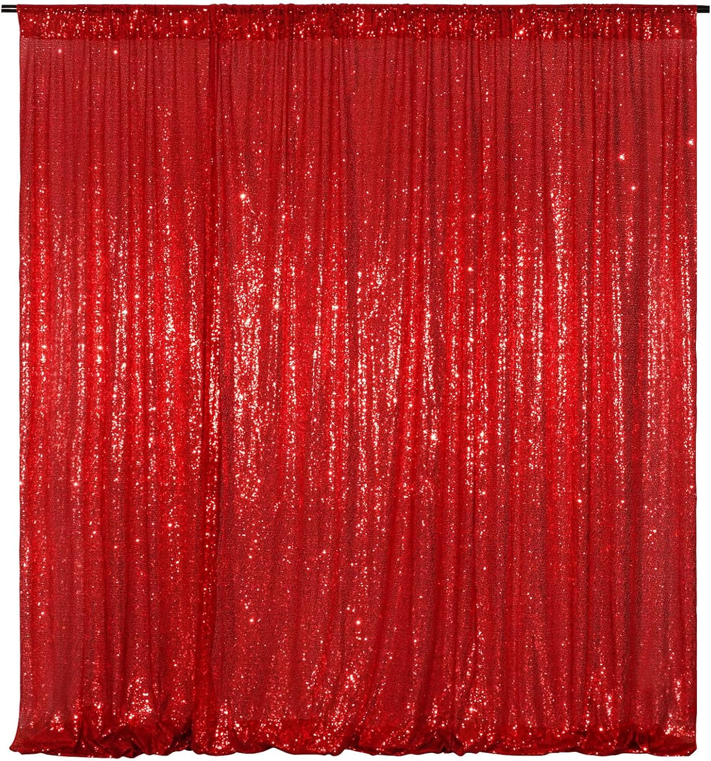 Poise3EHome Red Sequin Backdrop Curtain, 10Ft x 10Ft Red Glitter Photography Background Curtains, Sequence Xmas Thanksgiving Backdrop Drapes for Wedding Party Festival Decor