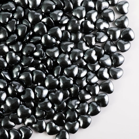 Kasvan Black Heart Shapes Sprinkles - Edible Candy Pearls 130g/4.58 Oz, Mix Size, Baking Cake Decorations, Ice Cream Toppings and Cookie Decorating, Wedding Party Chirstmas Supplies (Black)
