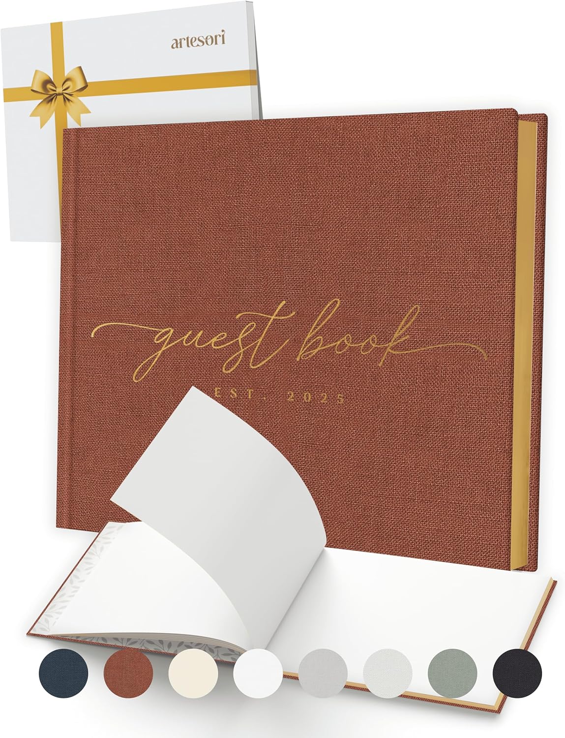 ARTESORI Custom 2025 Wedding Guest Book for Reception — Gold-Foiled Guestbook to Sign in, Elegant Baby Shower Guest Book for Party & Birthday — Photo & Polaroid Guest Book for Wedding & Bridal Shower