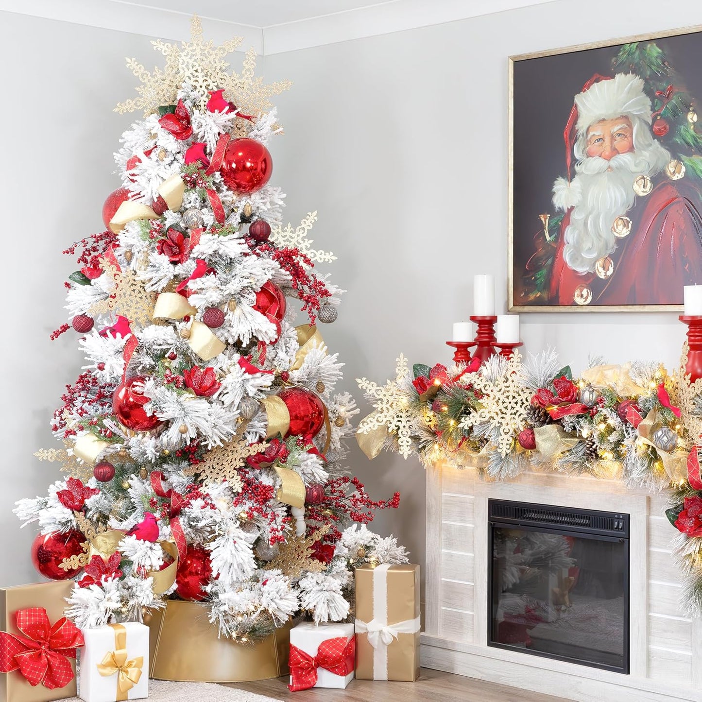 AuldHome Mercury Glass Finial Ornaments (Set of 12, Red, Small); Distressed Metal Antique Style Christmas Tree Decorations; 1.3 to 2-Inch Size