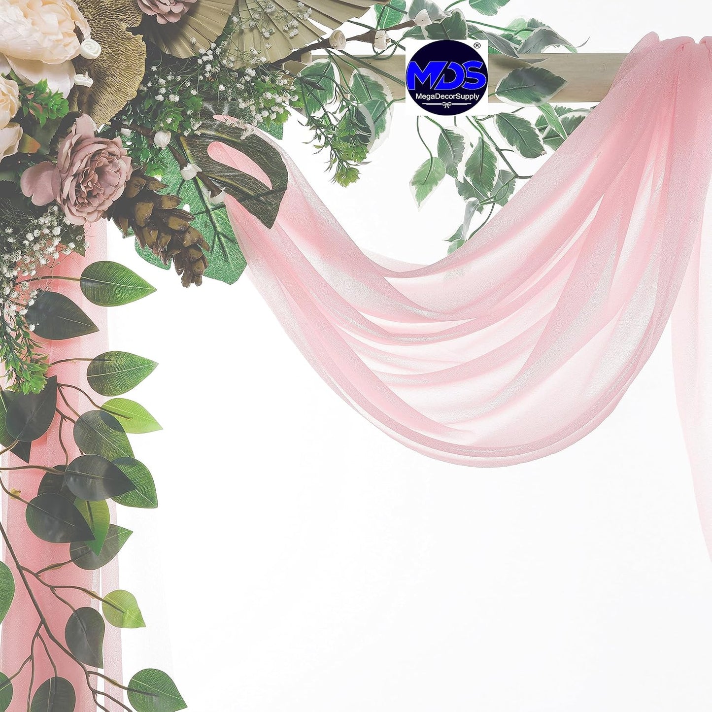 MDS Halloween Chiffon Draping Fabric - 1 Panel, 30" Wide x 20ft Long - Sheer Spooky Arbor & Canopy Drapery for Haunted House Backdrops, Party Ceilings, DIY Costumes & Themed Events - Blush Pink