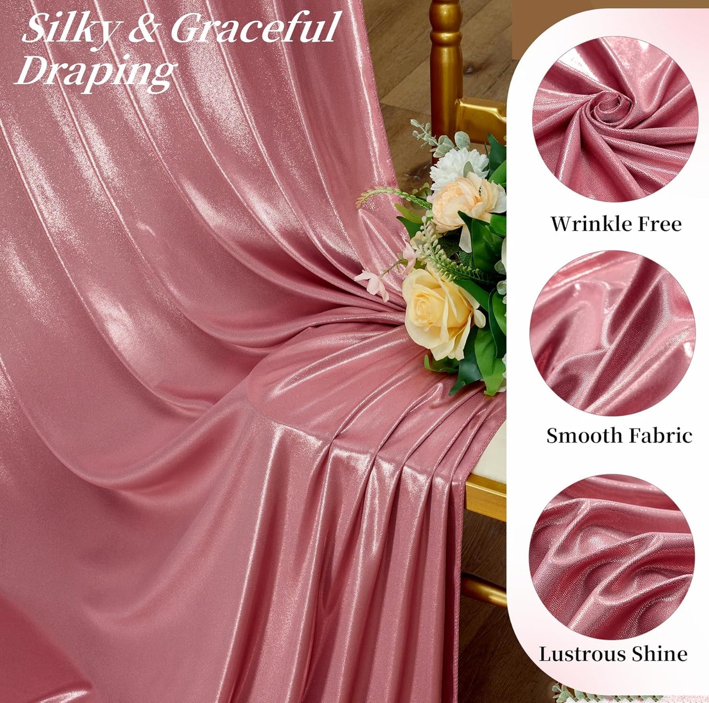 10ftx10ft Rose Gold Sequin Backdrop Curtain for Parties, Wrinkle Free Thick Glitter Sparkle Photo Backdrop Drapes 2 Panels 5x10FT Shimmer Back Drop Cloth for Wedding Birthday Photography Background