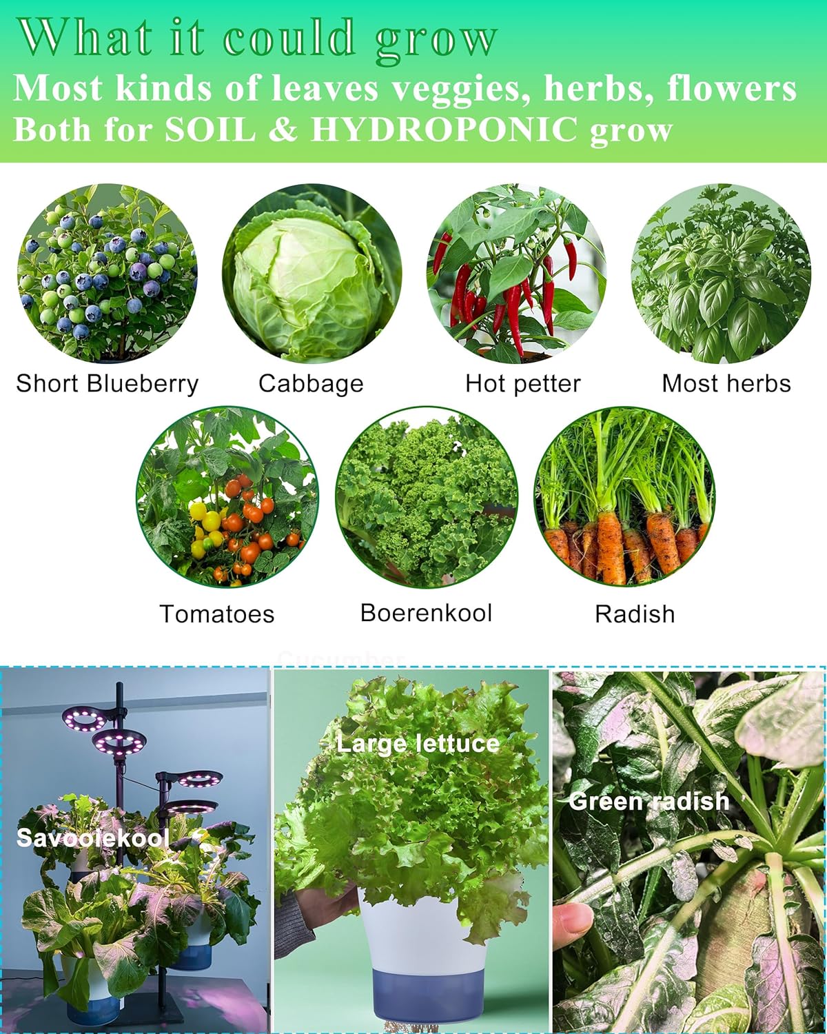 Indoor Plant Hydroponics Growing System Tower Kit with Grow light,Herb Vegetable Indoor Garden Growing System with Standing Floor Tall LED Grow Light,Height Adjustable with Timer & Metal Stand (Large)