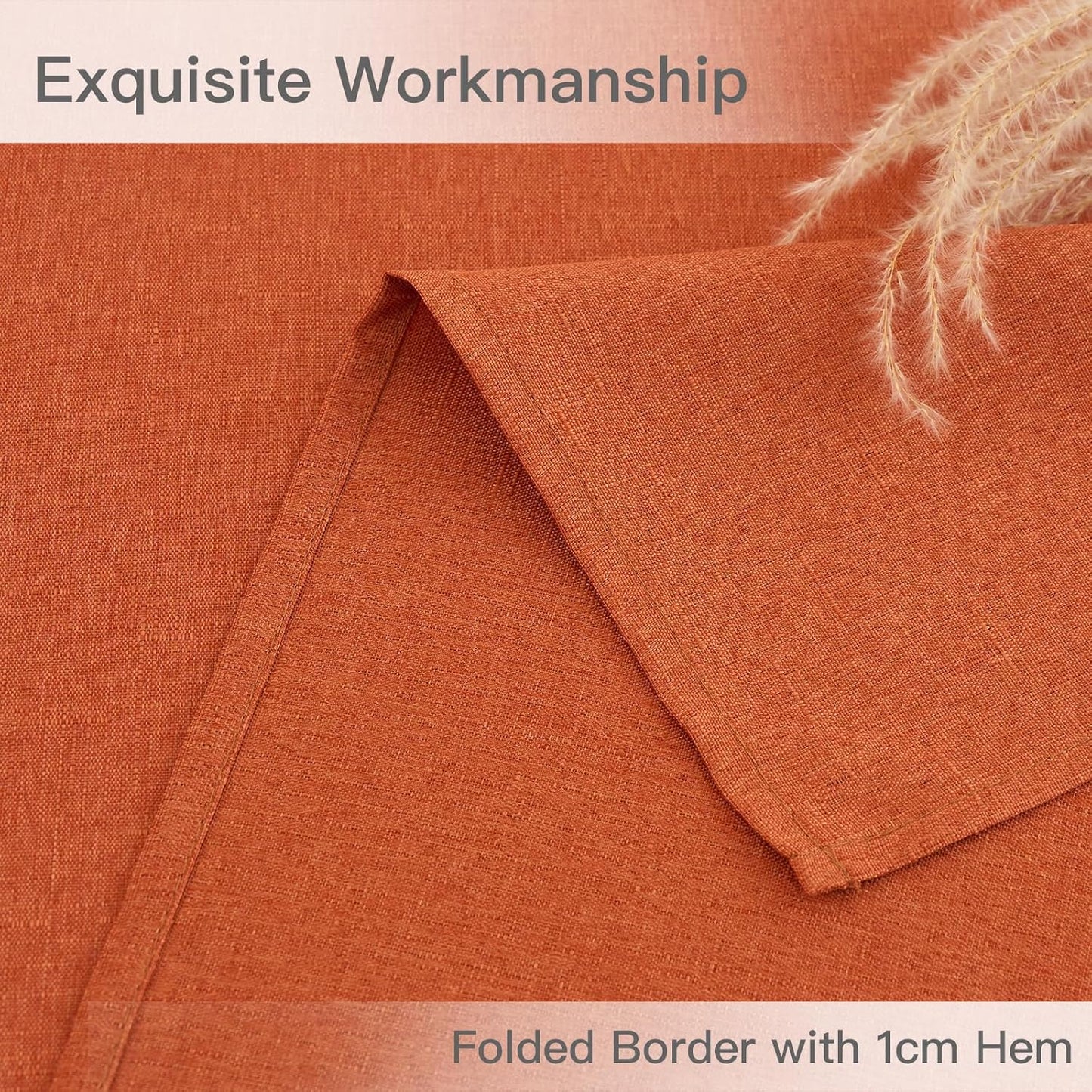 maxmill Linen Textured Rectangle Tablecloth Water Resistant Wrinkle Free Spillproof, Soft Fall Table Cloth for Thanksgiving Party Harvest Holiday Tablecloths Halloween Decoration, 60 x 84 Inch Rust