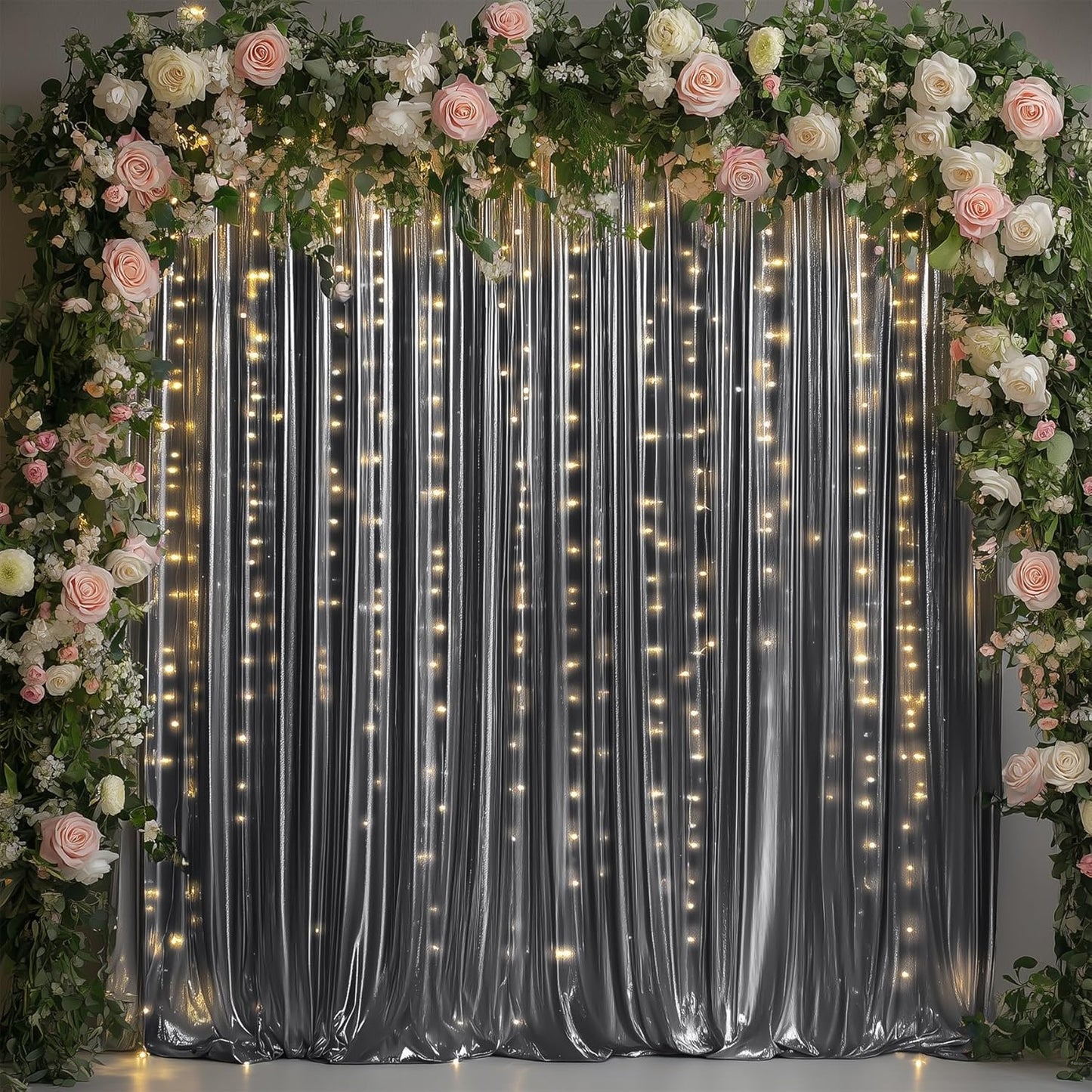 10ftx10ft Black Silver Glitter Sequin Backdrop Curtain for Parties, Wrinkle Free Sparking Backdrop Drapes, 2 Panels 5x10ft Shimmer Photo Back Drop Cloth for Wedding Birthday Photography