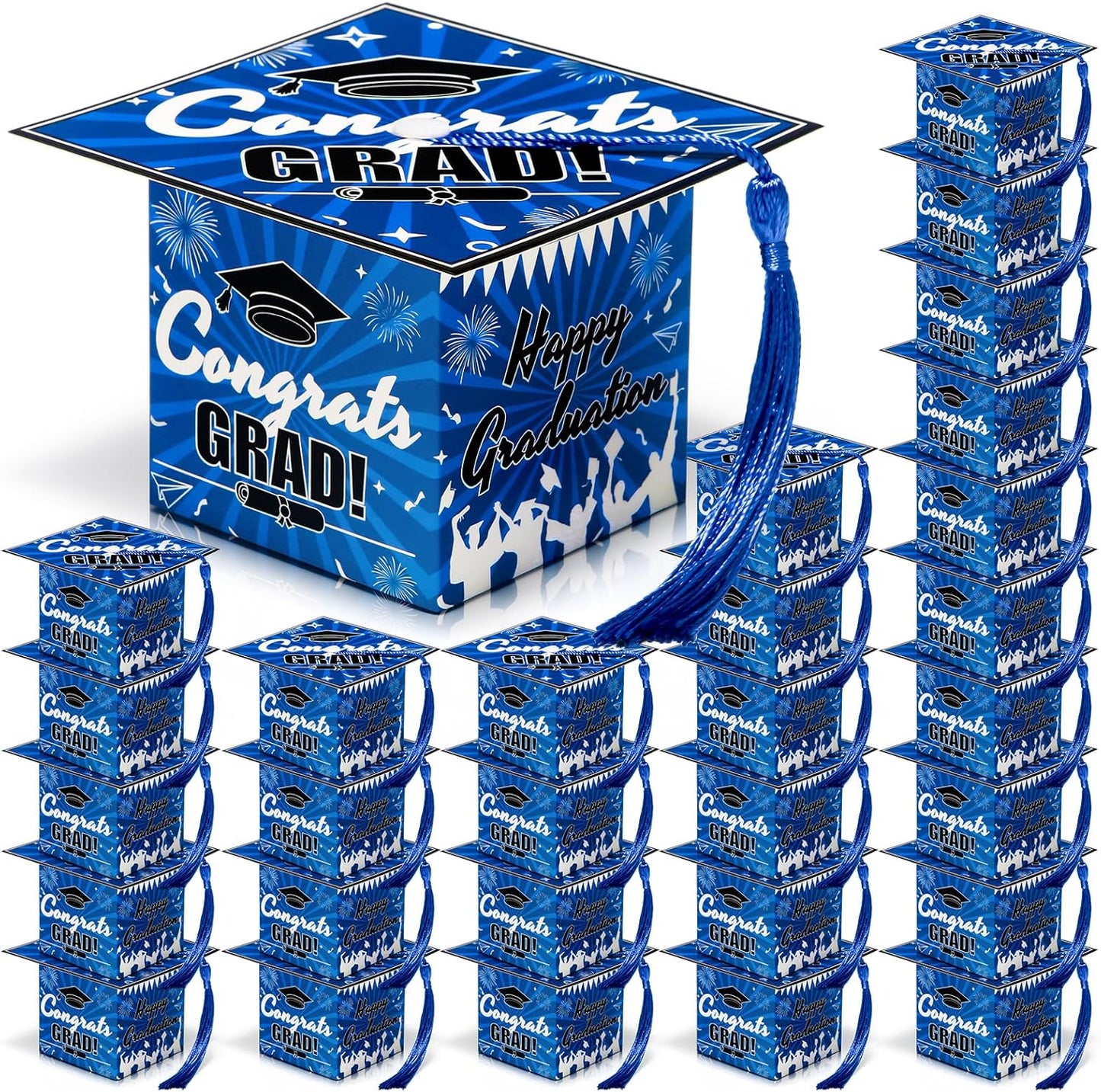 COTOPHER 36 Pack Mini Graduation Cap Gift Boxes, Class of 2025 Graduation Candy Boxes with Tassel, Small Treat Chocolate Box Centerpieces for Tables Party Decorations Graduate Favors Supplies