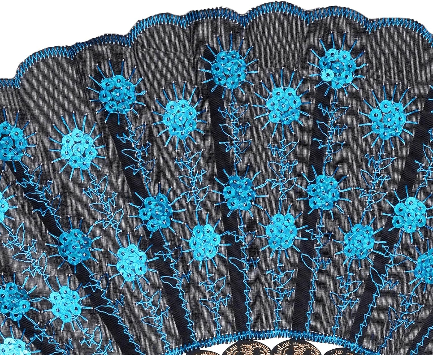 QIRMIZI 30 Pack Fabric Folding Handheld Fans, Perfect for Weddings, Parties, and Dancing,Light Blue