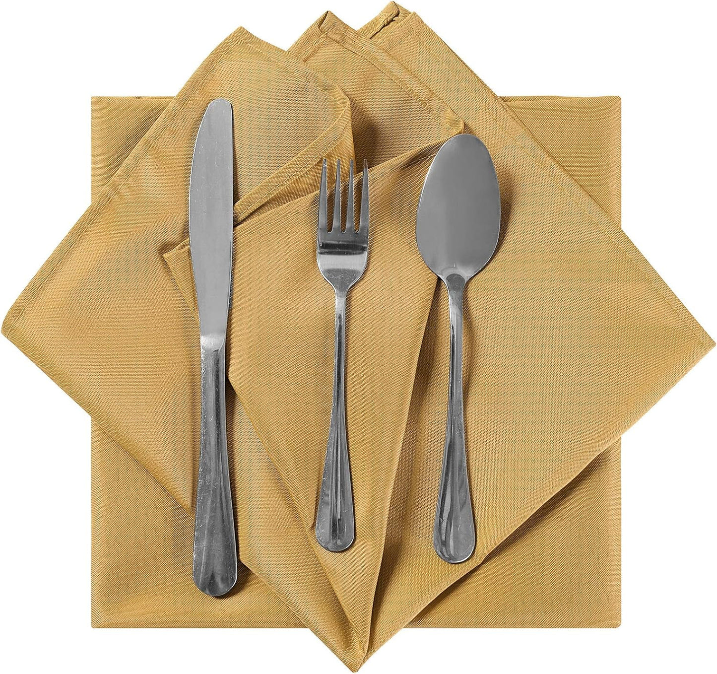 Cloth Napkins 20x20 inch Washable Polyester Dinner Napkins Soft Table Napkins for Wedding Party Dining Banquet(Gold,50PCS)