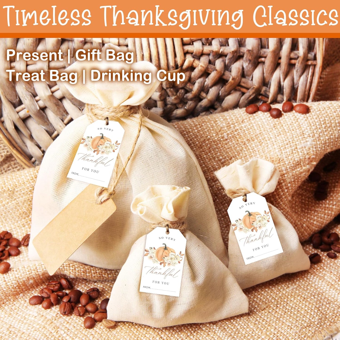 50 Pcs Fall Gift Tags, 2.1"×3.5" Autumn Florals Thank You Gift Tags for Party Favors, Pumpkin Thanksgiving Gifts Tags for Party Favor - B09