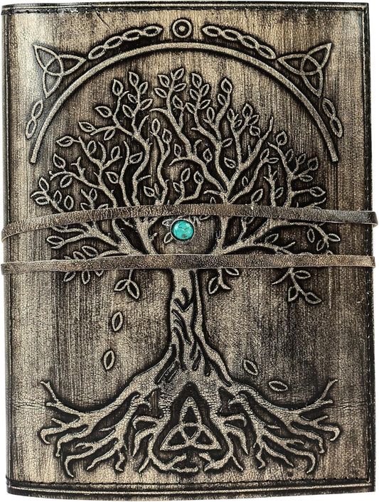 Leather Journal Refillable Lined Paper Tree of Life Handmade writing Notebook Diary leather Bound Daily Notepad for women and men Writing pad for Artist Sketch (6 x 8, Smokey)
