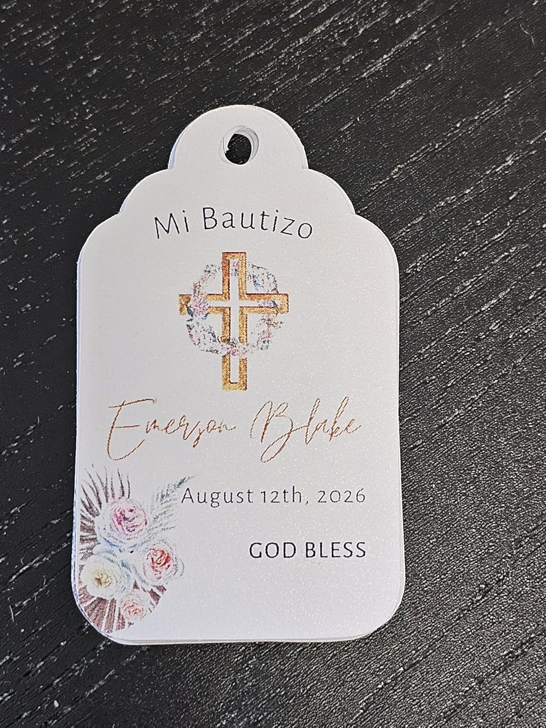 Mi Bautizo Baptism Christening Personalized Thank You Tags 20 pcs - More Colors Available (White/Gold)