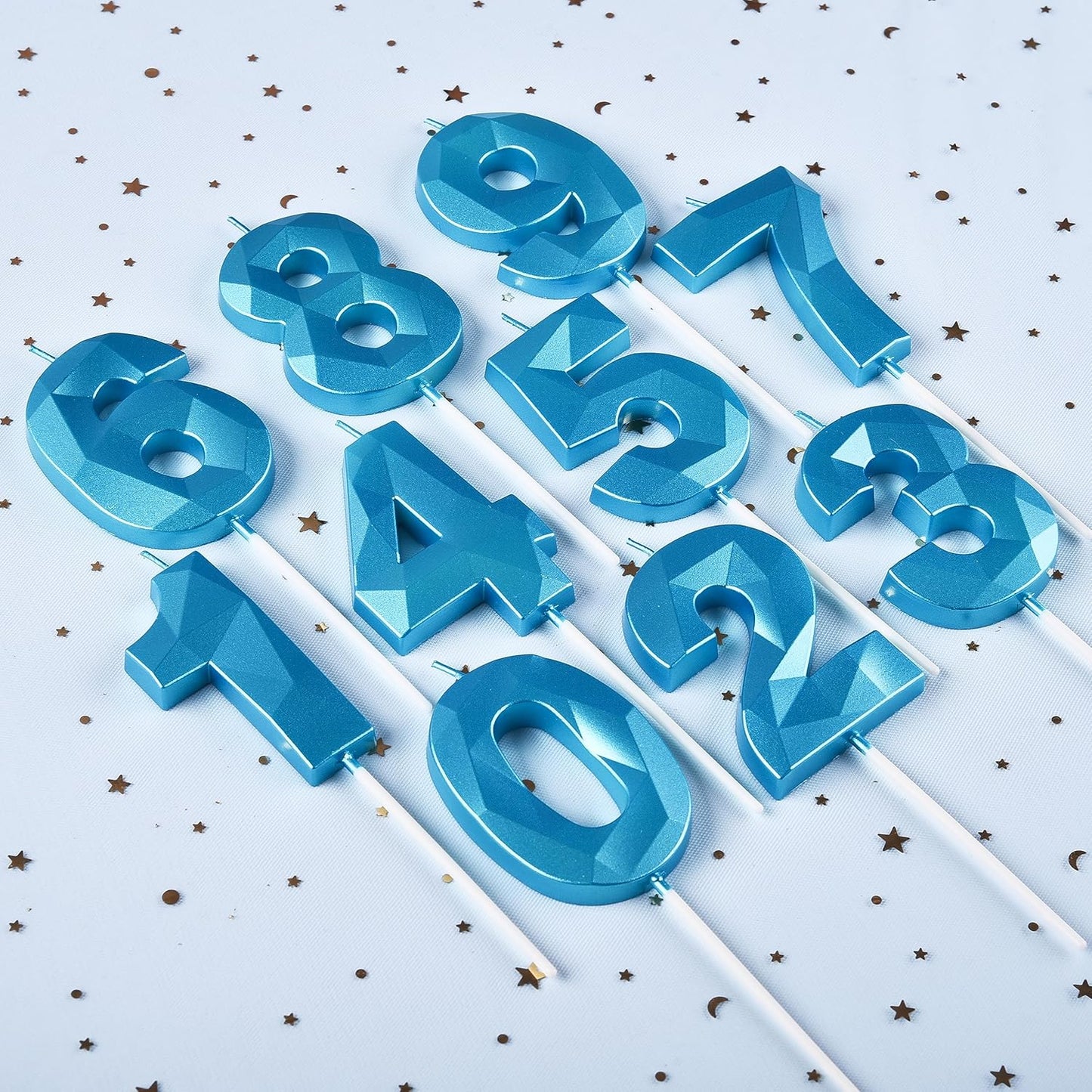 PHD CAKE 2.76 Inch Crystal Blue 9 Number Birthday Candles, Blue Number Candles, Cake Number Candles, Party Celebration