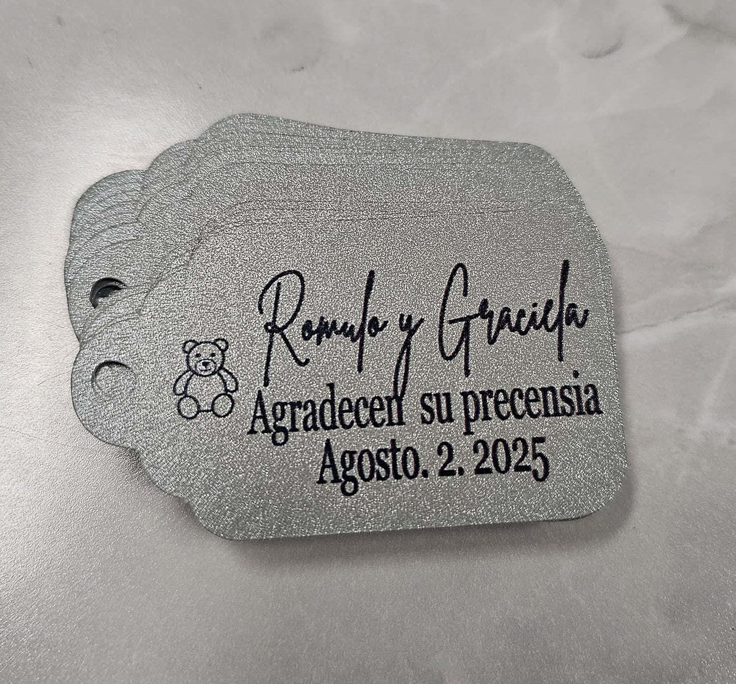 Mi Bautizo Baptism Christening Personalized Thank You Tags 20 pcs - More Colors Available (silver shimmer)