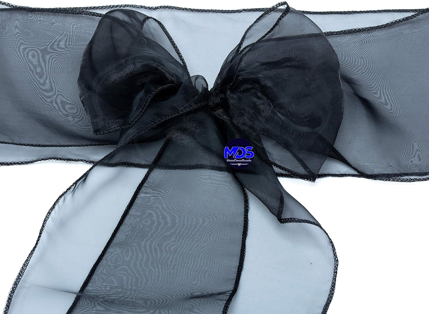 MDS Pack of 100 PCS Organza Chair Sashes Wider Dining Chair Bows Ribbon Tie Back for Wedding Party Birthday Bridal Shower Reception Event Banquet Home Chair Cover Decoration - Black