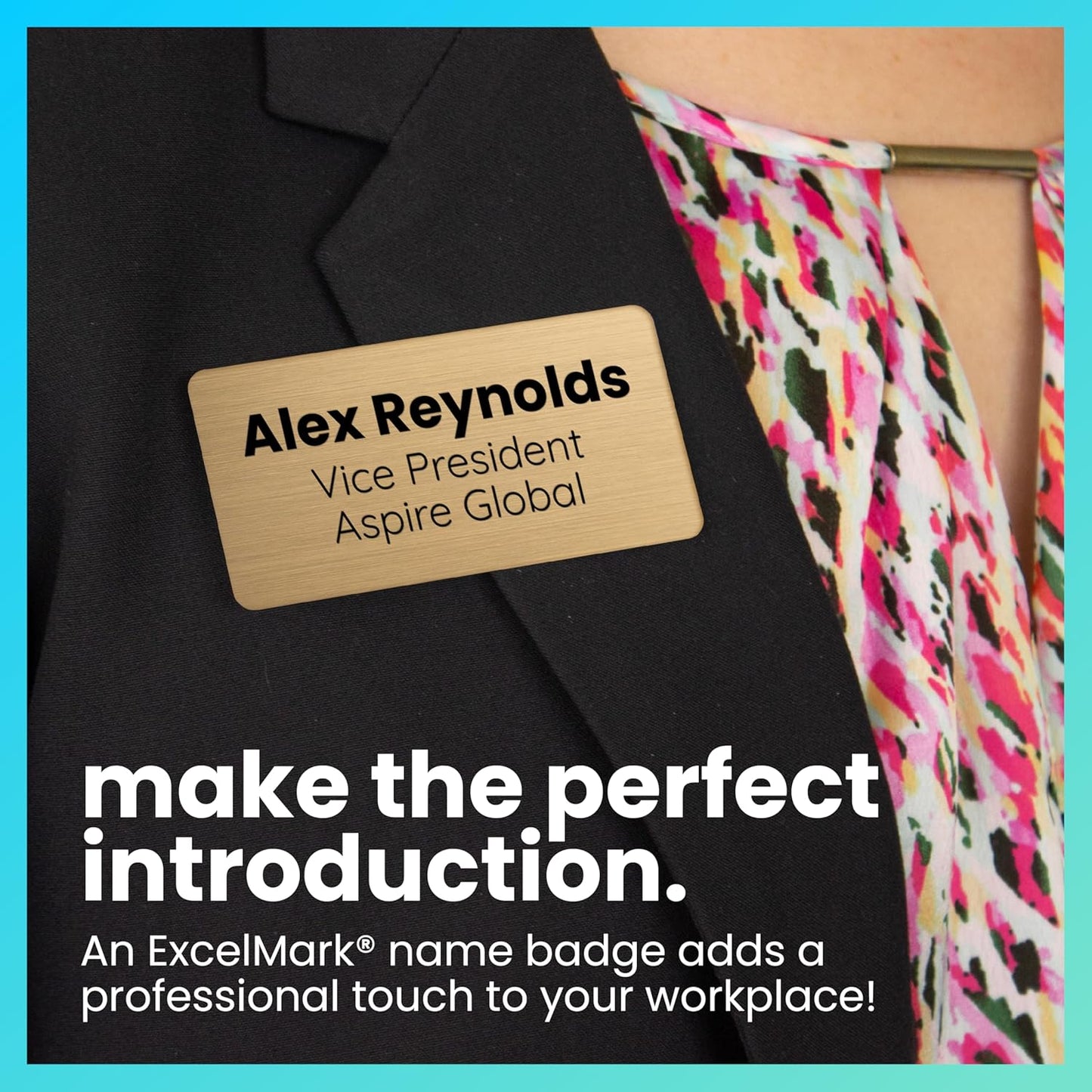 ExcelMark Custom Name Tag - Engraved Name Badge with Pin or Magnetic Backing, 16 Colors, 6 Fonts, and 2 Sizes to Choose from (Black w/White Letters, 1.5"x 3")