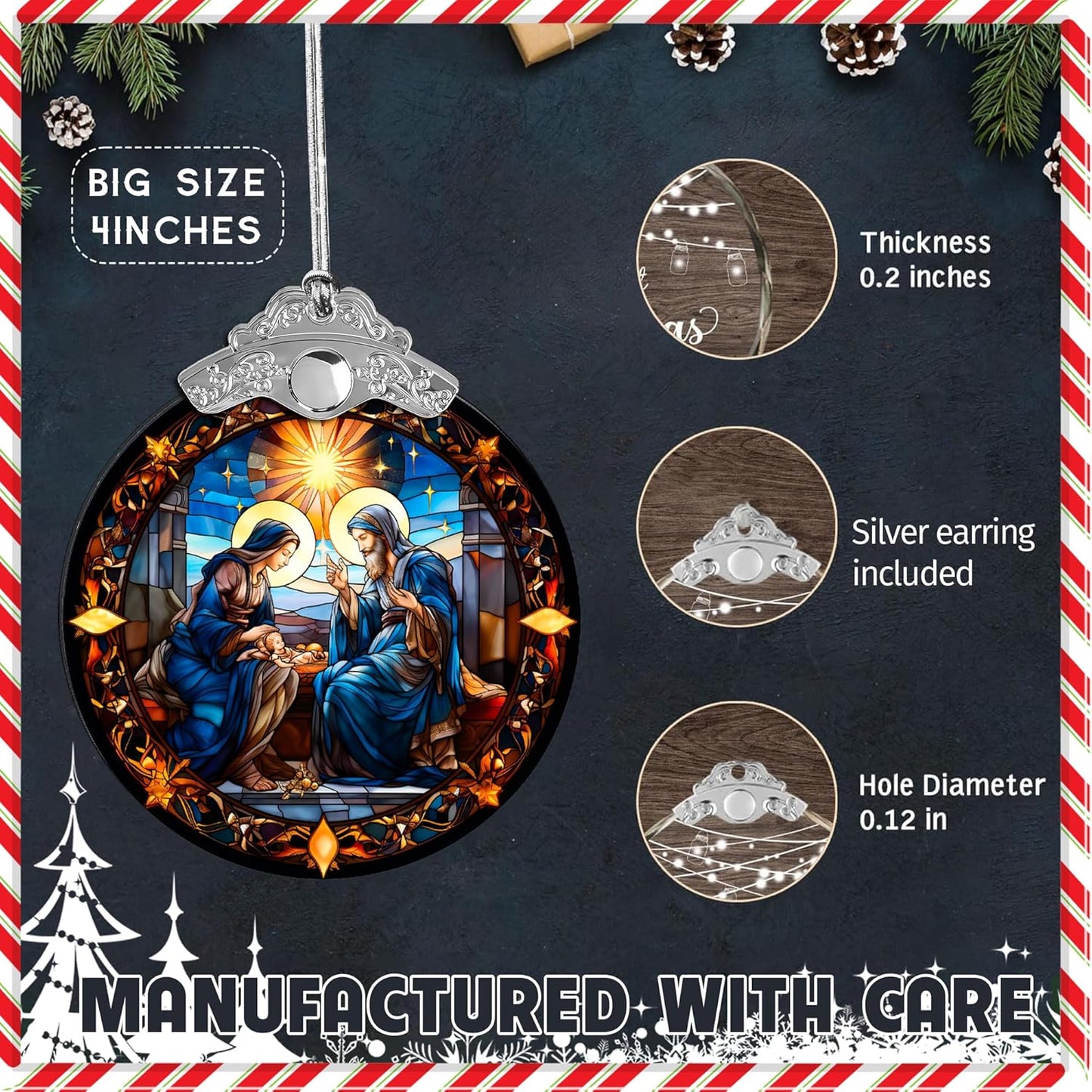 Nativity Ornament, Christian Holiday Decor, Religious Keepsake, Jesus Gift Idea, Acrylic Hanging Art, 2025 Christmas Ornament, Stained Glass Effect, Christmas Decorations