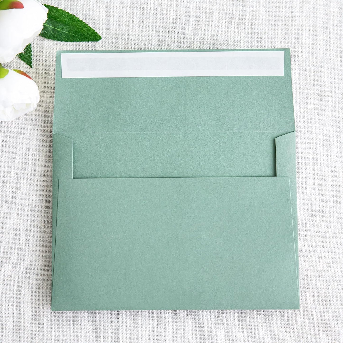 PONATIA 50 Pieces 5x7 Envelopes, Sage Green A7 Envelopes Self Seal for Weddings, Invitation Cards, Photos, Postcards, Greeting Cards Mailing, Baby Shower, Graduation, Christmas Gift Cards