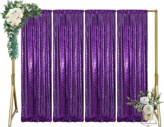 ShinyBeauty 4x10ft Purple Sequin Photo Backdrop - Glitter Background for Photography Studio, Christmas Party Decor, Stage Wall Drapes & Event Celebrations
