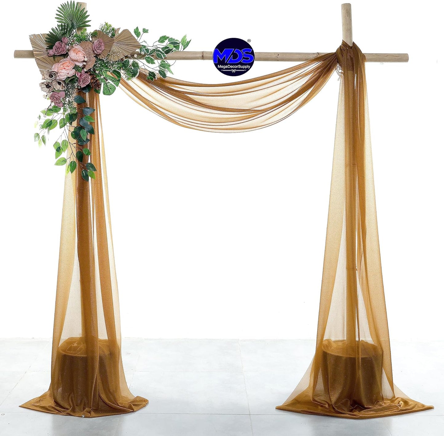 MDS Halloween Chiffon Draping Fabric - 1 Panel, 30" Wide x 20ft Long - Sheer Spooky Arbor & Canopy Drapery for Haunted House Backdrops, Party Ceilings, DIY Costumes & Themed Events - Mocha