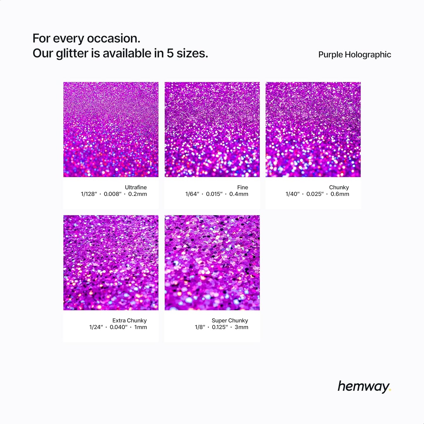 Hemway Biodegradable Glitter Eco Friendly - 100g/3.5oz Bio Cosmetic Safe Sparkle Vegan for Face Eyeshadow Body Hair Festival Makeup Craft - Ultrafine (1/128" 0.008" 0.2mm) - Purple Holographic