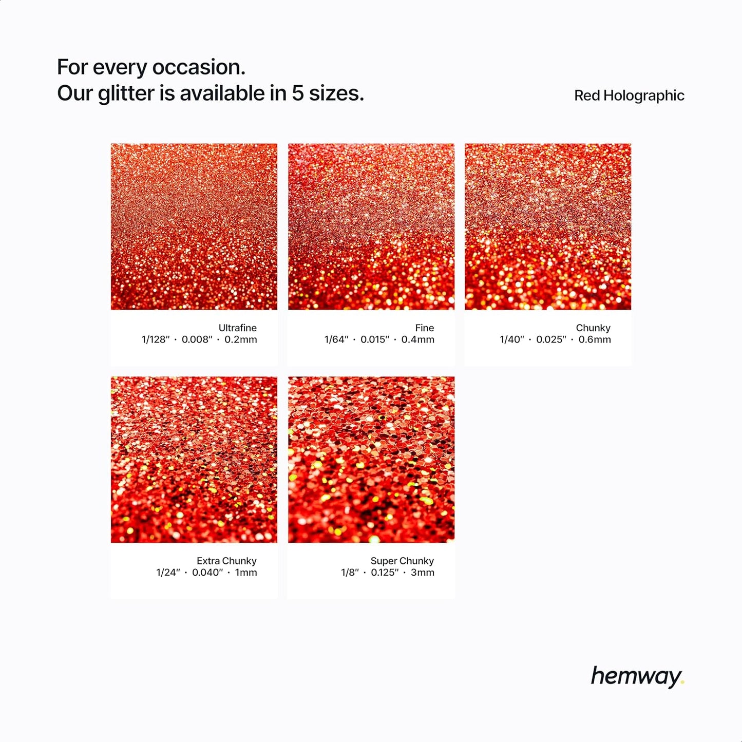 Hemway Biodegradable Glitter Eco Friendly - 100g/3.5oz Bio Cosmetic Safe Sparkle Vegan for Face Eyeshadow Body Hair Festival Makeup Craft - Chunky (1/40" 0.025" 0.6mm) - Red Holographic