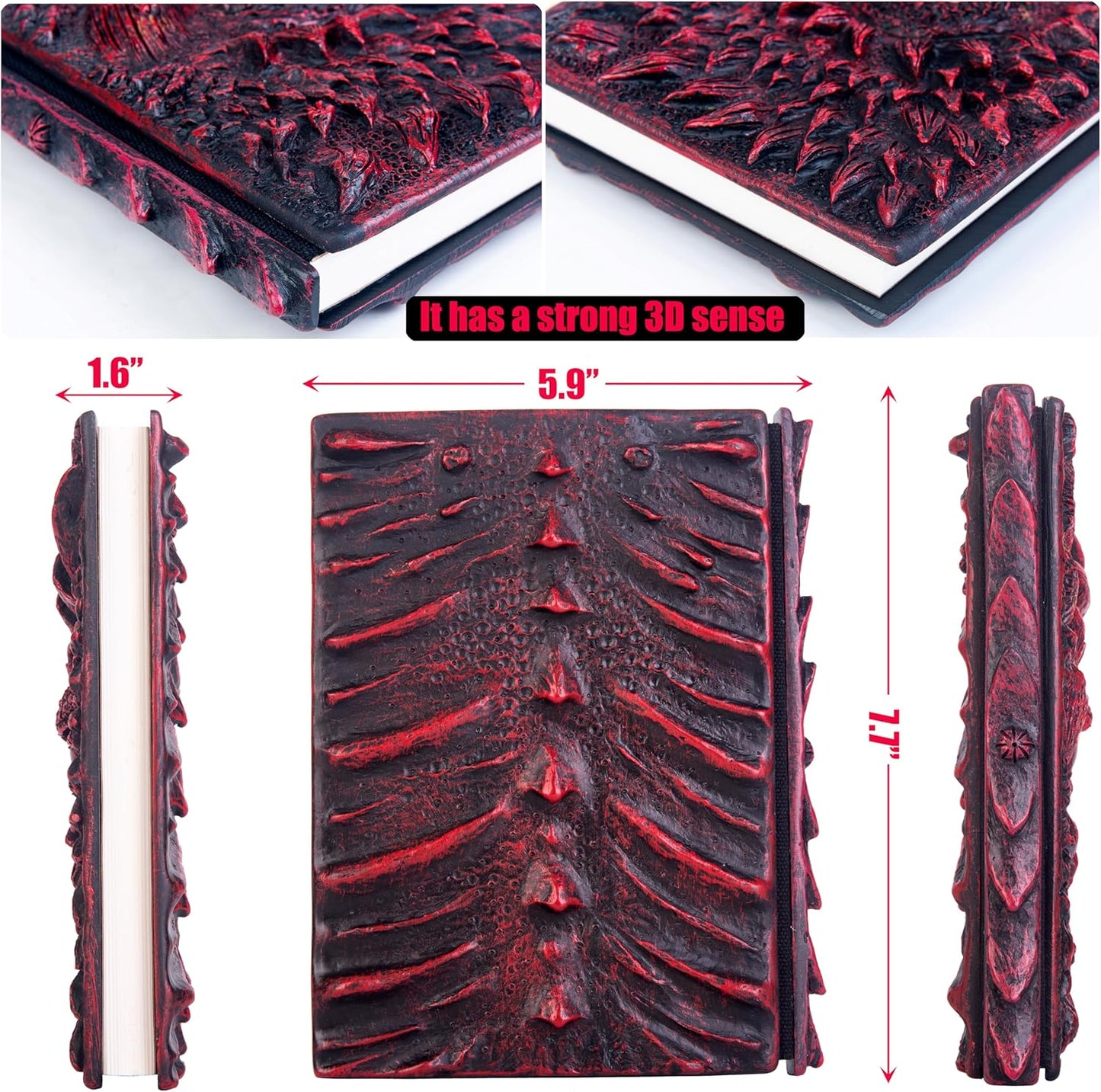 3D Dragon Eye Embossed Journal,Resin Engraving Notebook,Dnd notebook for Dragon Lovers ，Blank Paper,Hardcover Travel Notepad for Writing,Sketchbook,Collection,Gift,Decoration A4 and A5 Size (A5-Red-Lined)